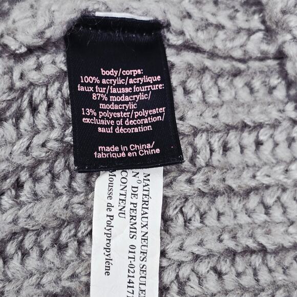 Victoria Secret Pink Gray Pom Pom Winter Warm Beanie OSFM main image 6